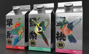 銀卡原色調(diào)的概念型果汁飲料產(chǎn)品包裝盒-櫻美包裝